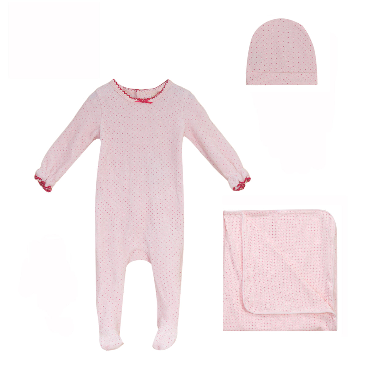 Polka Dot Footie, Hat and Blanket Set [477W273G]