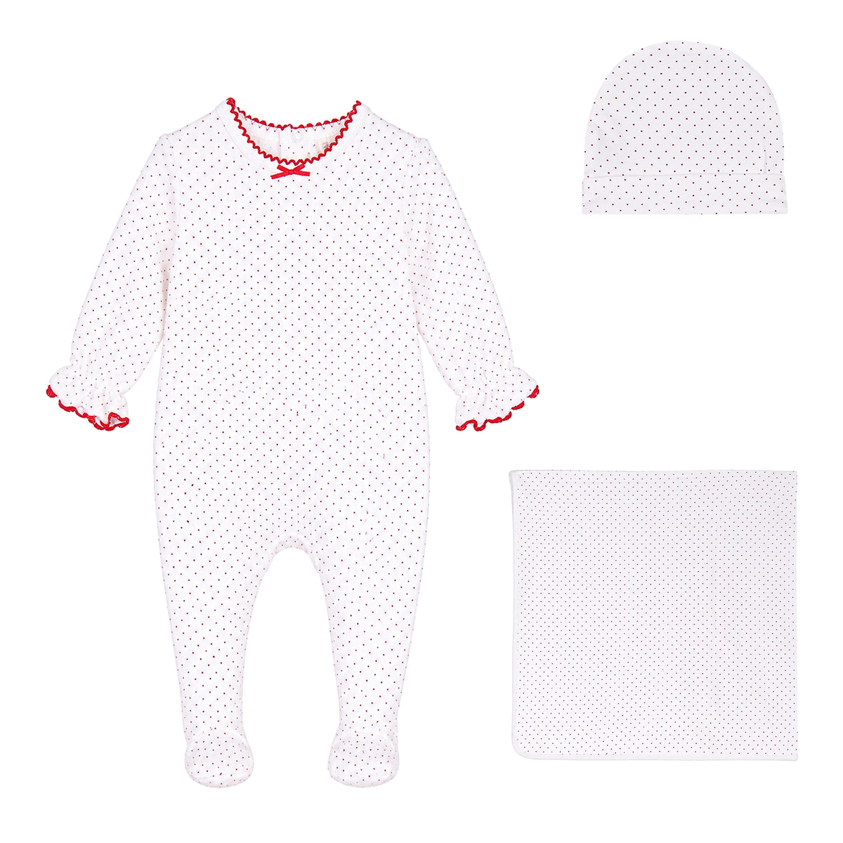 Polka Dot Footie, Hat and Blanket Set [477W273G]