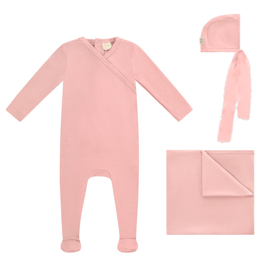 Wrap w/ Chiffon Ribbon Footie, Bonnet and Blanket