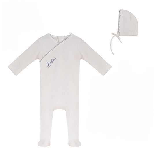 Colored Stitching Footie and Hat Set [70W272B]