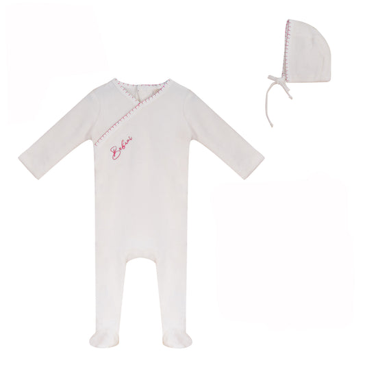 Colored Stitching Footie and Hat Set [70W272G]
