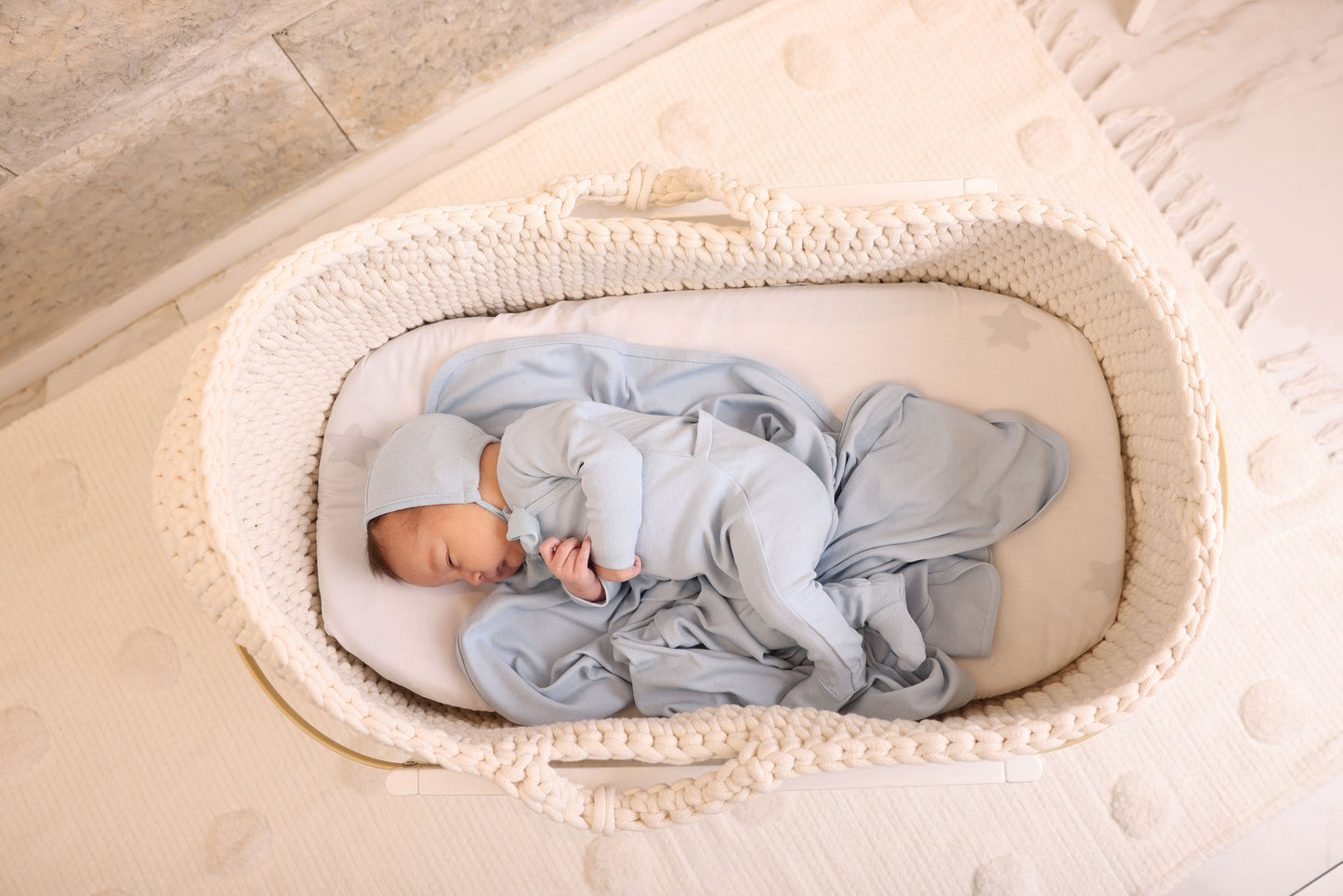 Wrap w/ Chiffon Ribbon Footie, Bonnet and Blanket