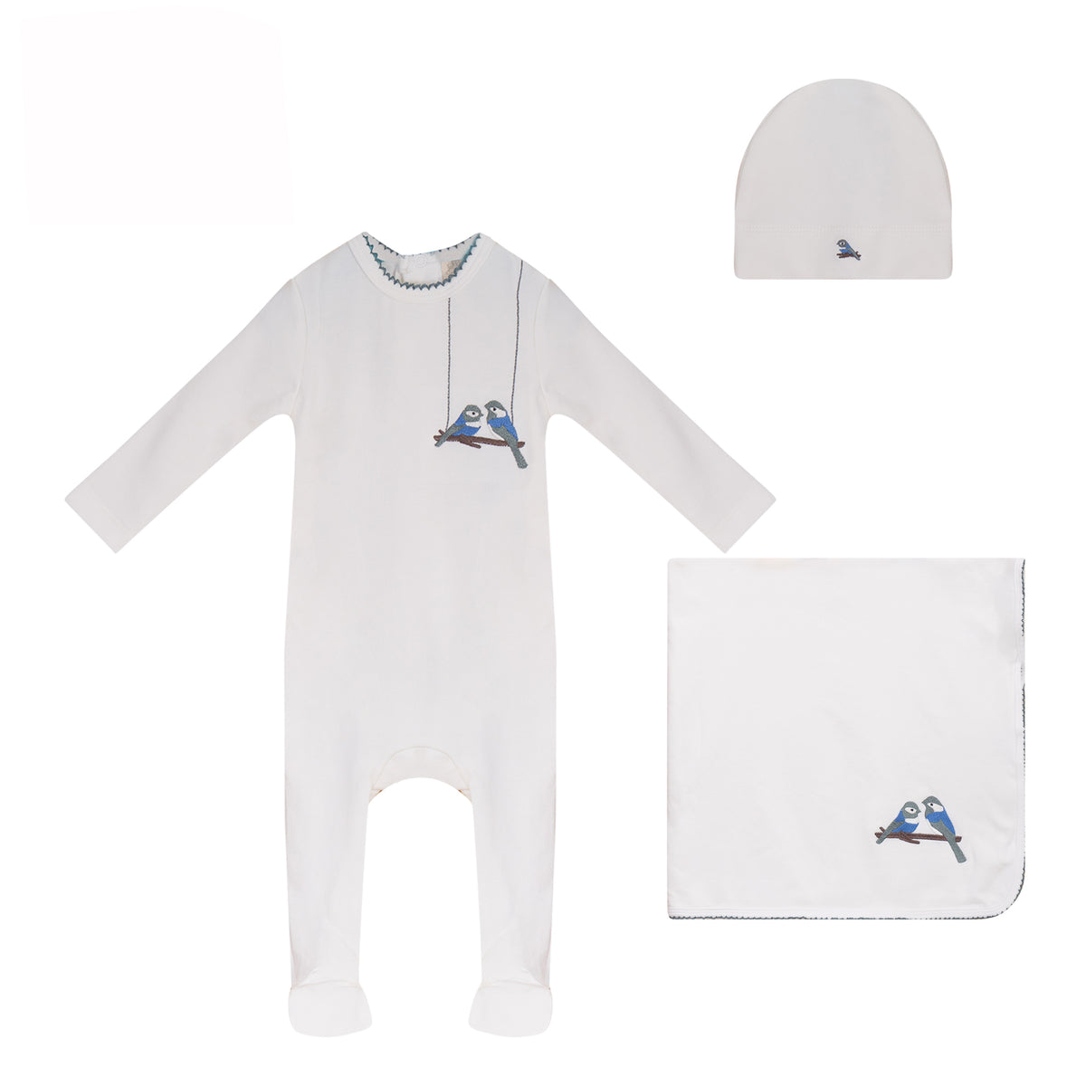 Bird Footie, Hat and Blanket Set [73W273B]