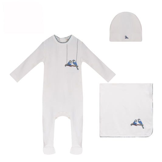 Bird Footie, Hat and Blanket Set [73W273B]