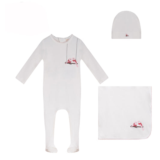 Bird Footie, Hat and Blanket Set [73W273G]