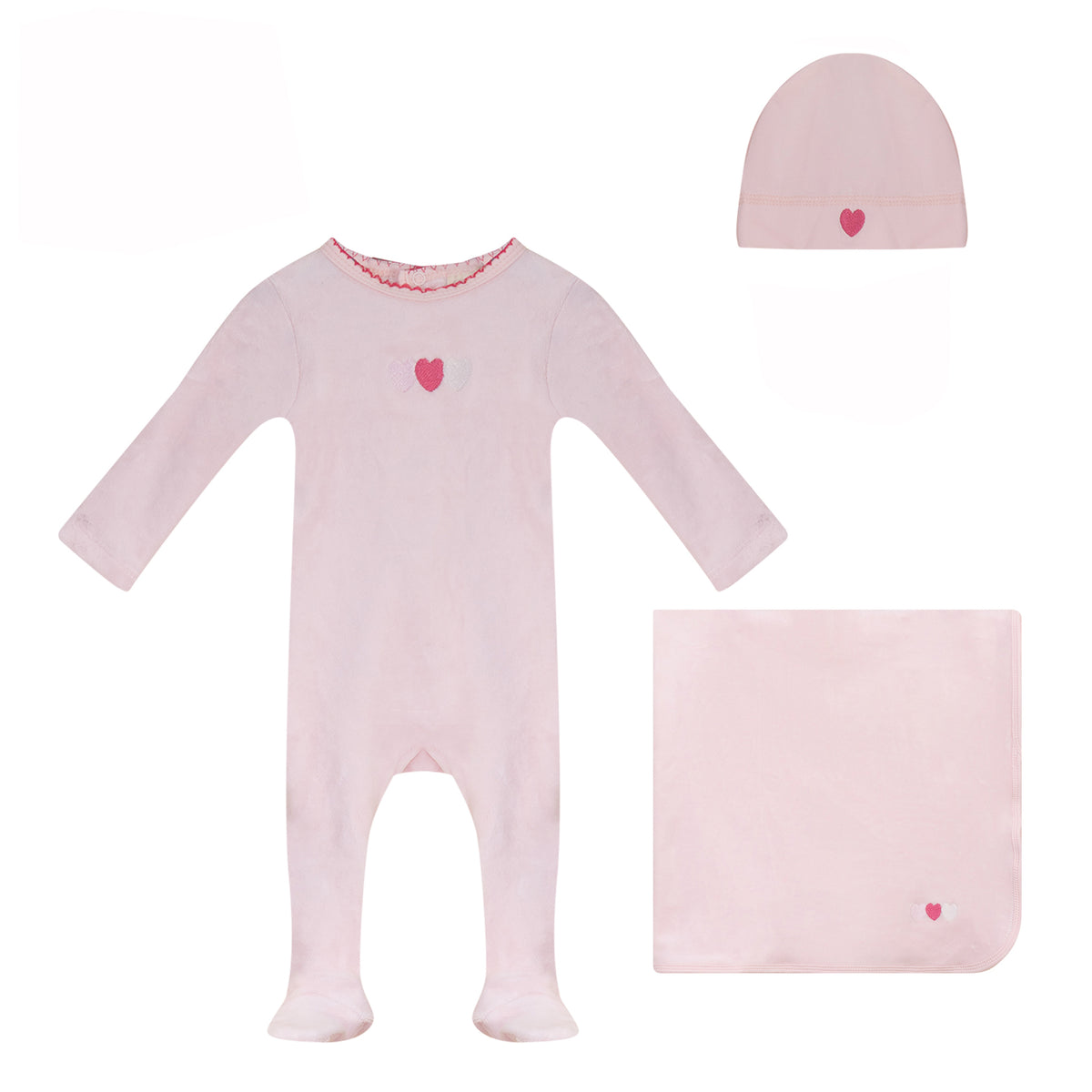Heart Footie, Hat and Blanket Set [74W273G]