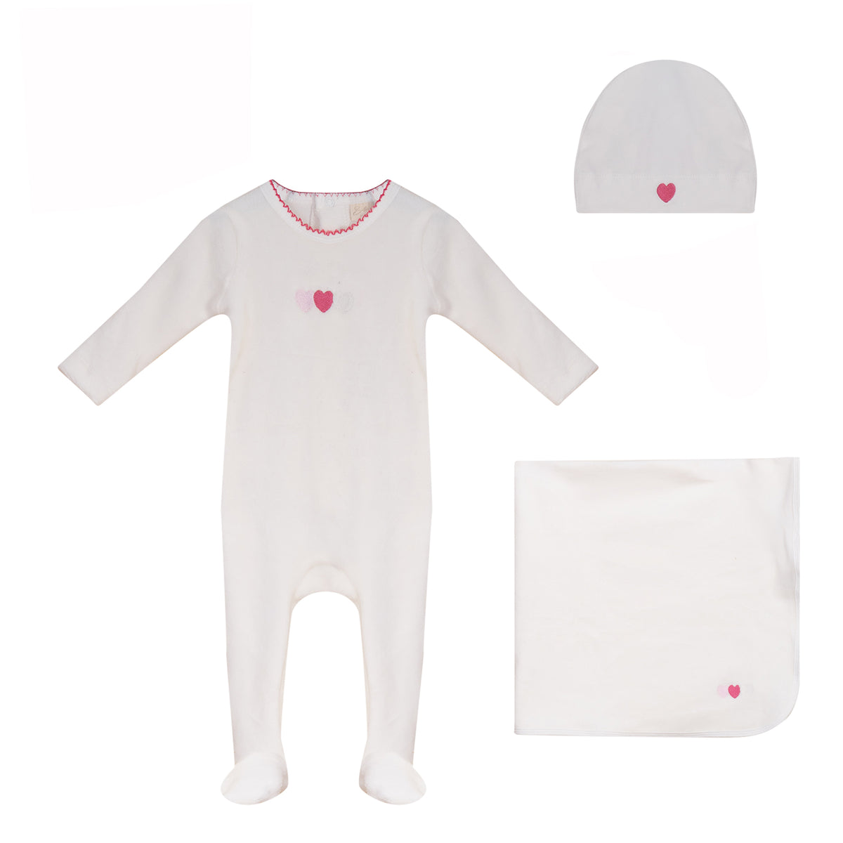 Heart Footie, Hat and Blanket Set [74W273G]