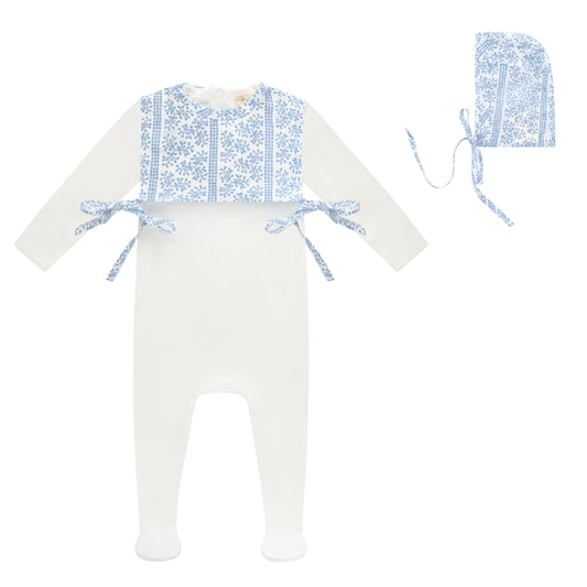 AOP Poplin Bib Footie and Bonnet