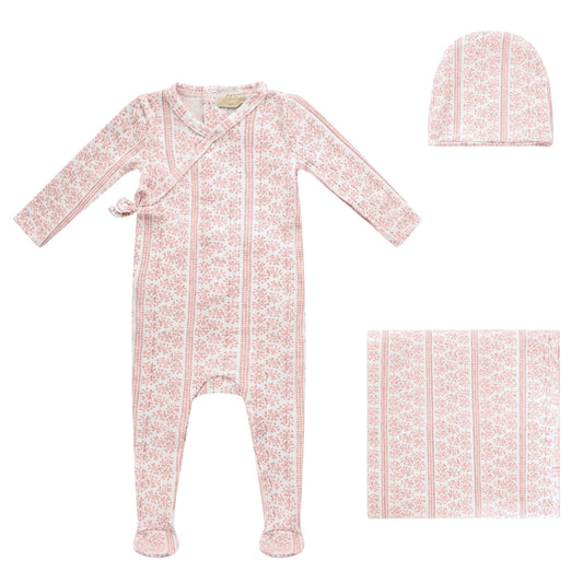 AOP Poplin Footie, Hat and Blanket