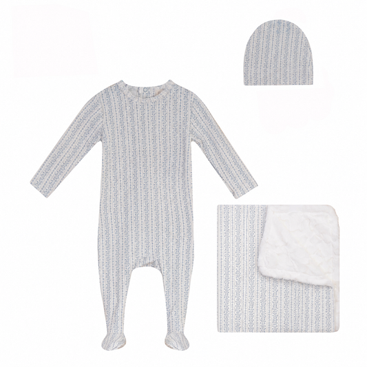 Printed Footie, Hat and Blanket Set [75W273B]