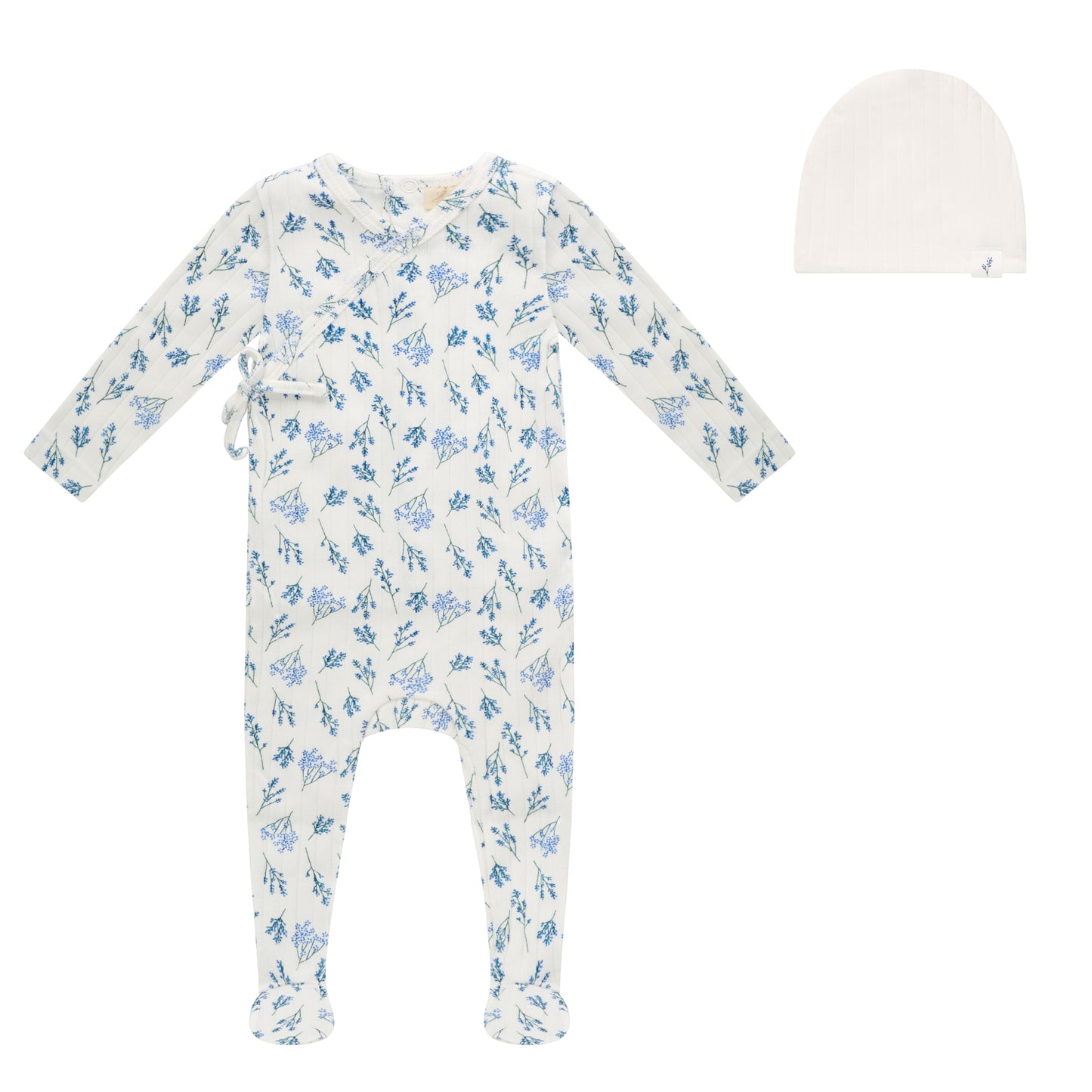 AOP Ribbed Leaf Footie and Hat