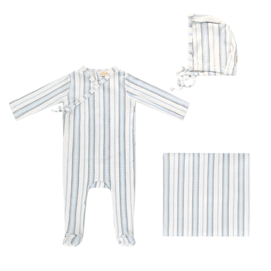 Vintage Floral Footie, Bonnet and Blanket