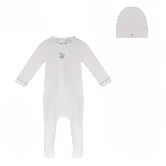 Eyelet Cherry Footie and Hat Set [79W272B]