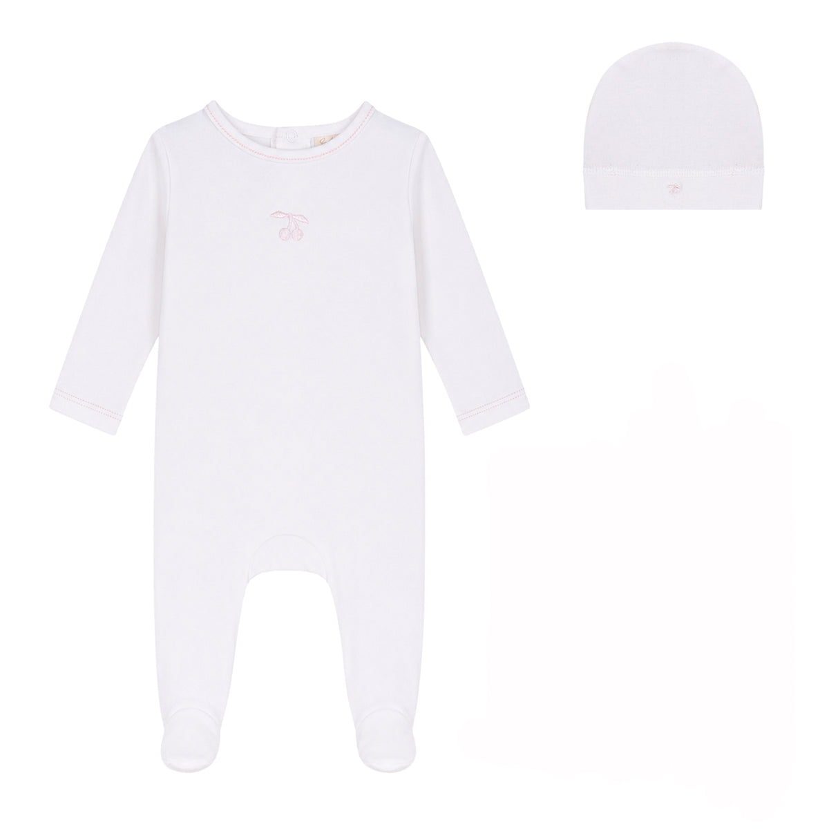 Eyelet Cherry Footie and Hat Set [79W272G]