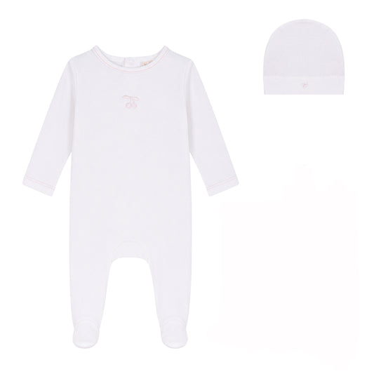 Eyelet Cherry Footie and Hat Set [79W272G]