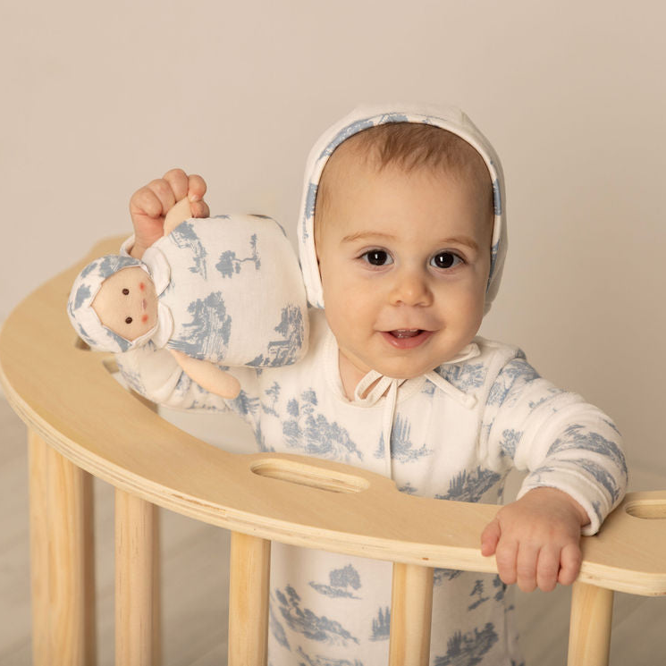 Forest Footie with Bonnet and Blanket Blue