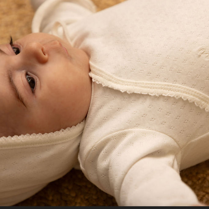 Eyelet Footie, Hat and Blanket Set White