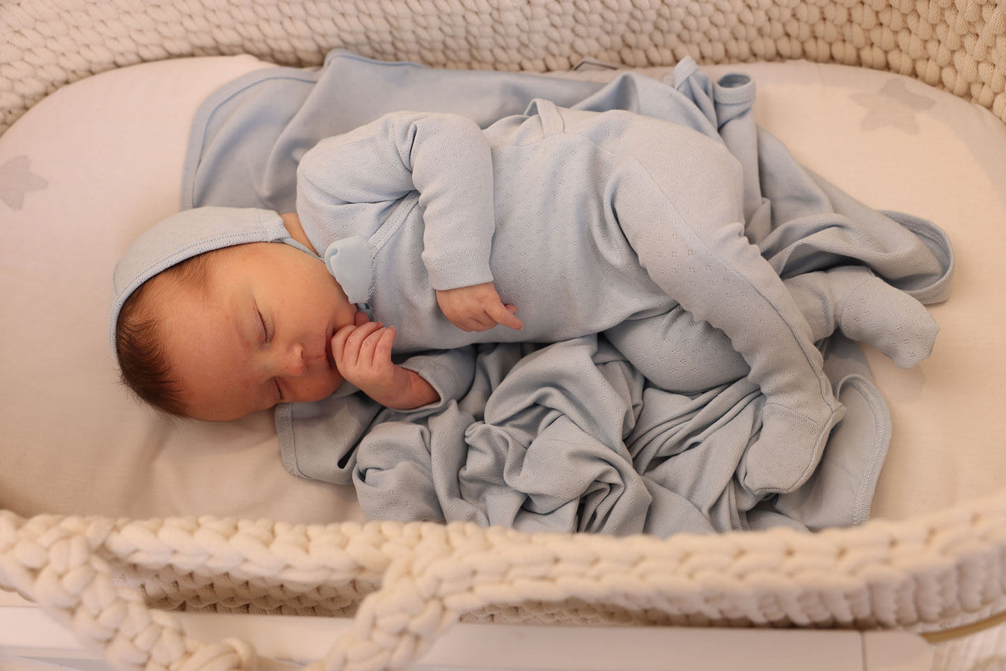 Wrap w/ Chiffon Ribbon Footie, Bonnet and Blanket