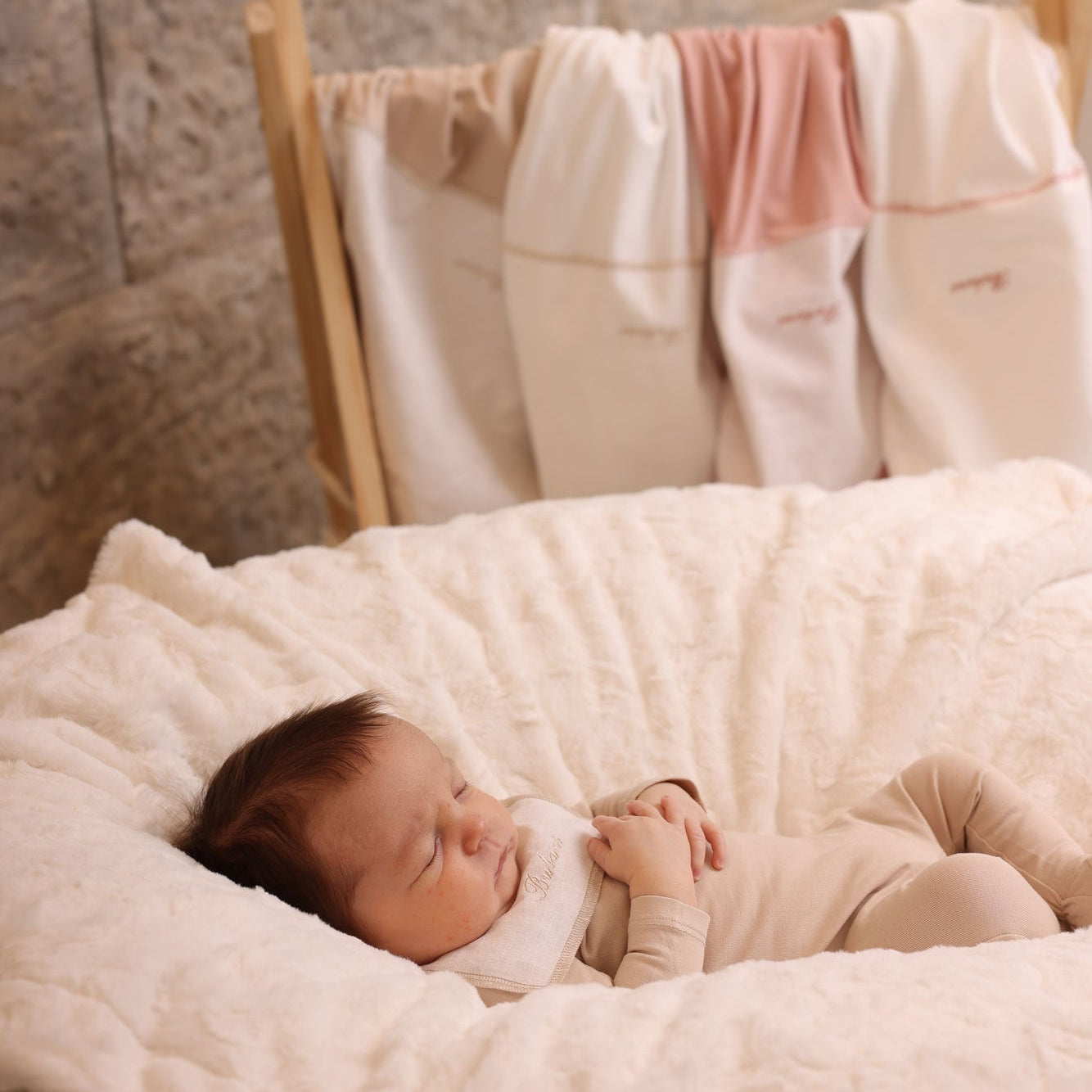 Linen Bib Footie and Bonnet