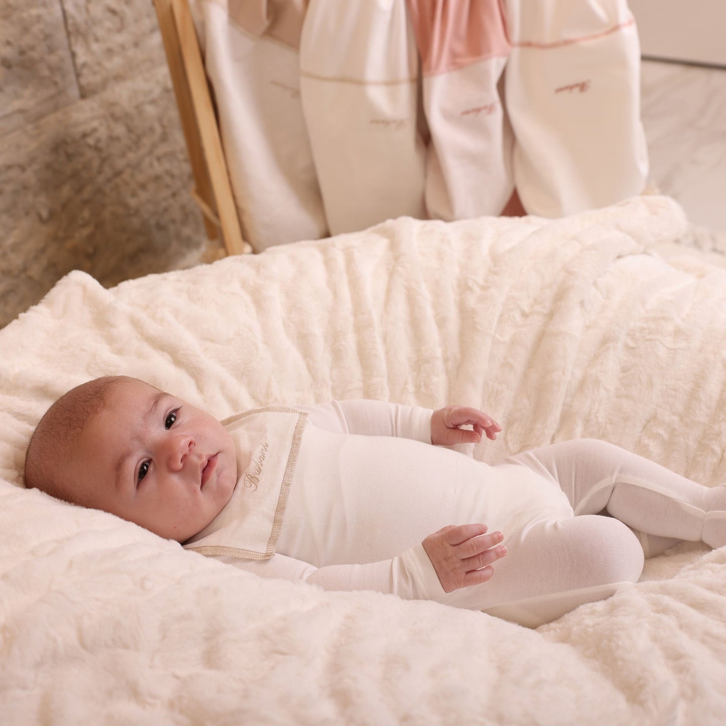 Linen Bib Footie and Bonnet