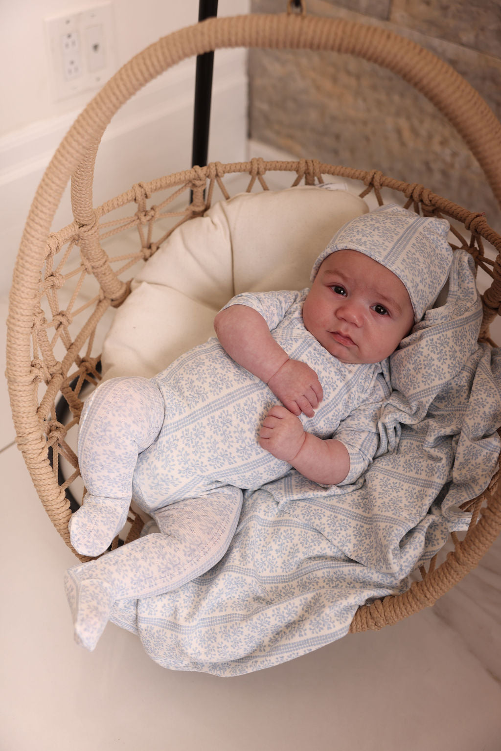 AOP Poplin Footie and Hat Set.