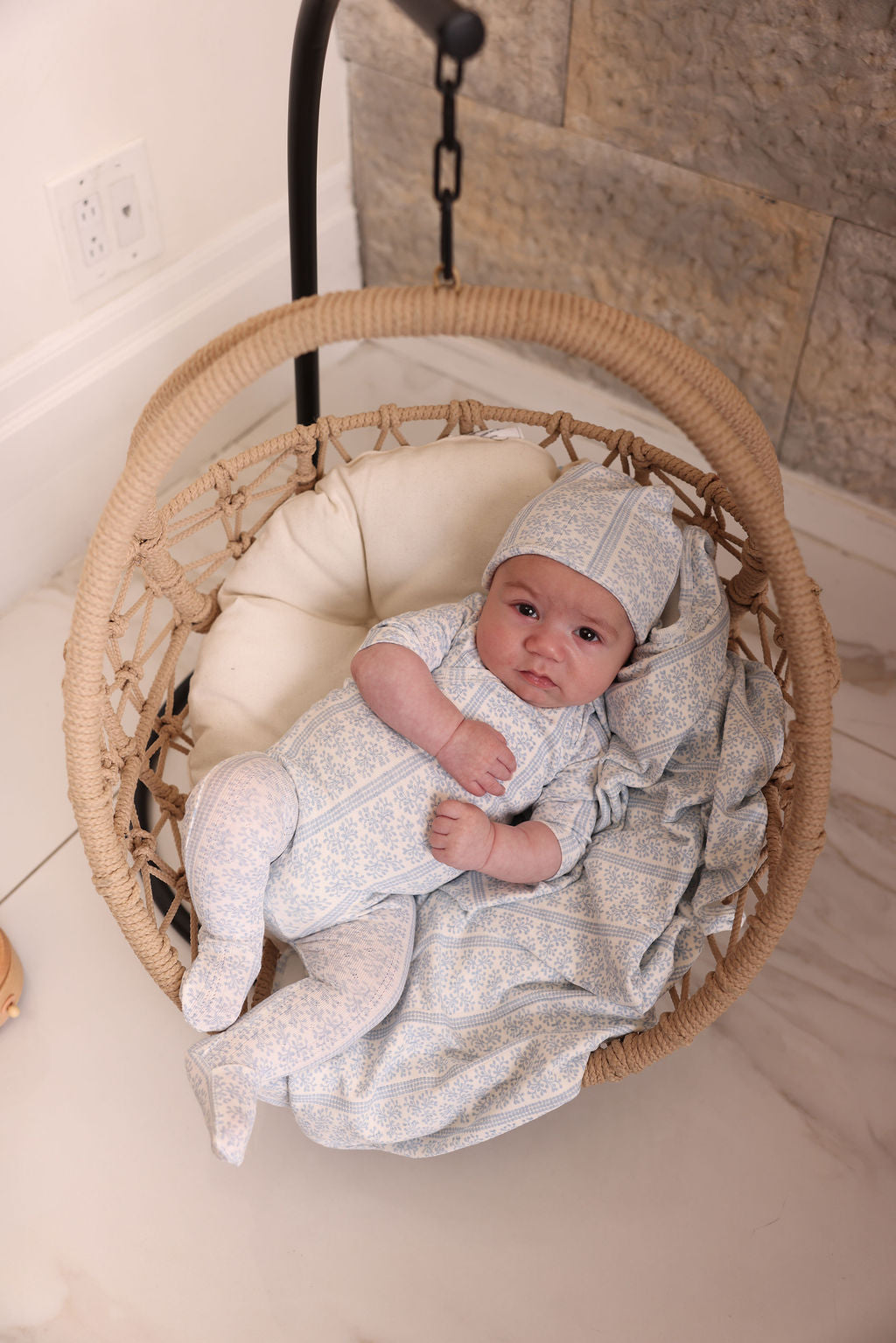 AOP Poplin Footie and Hat Set.