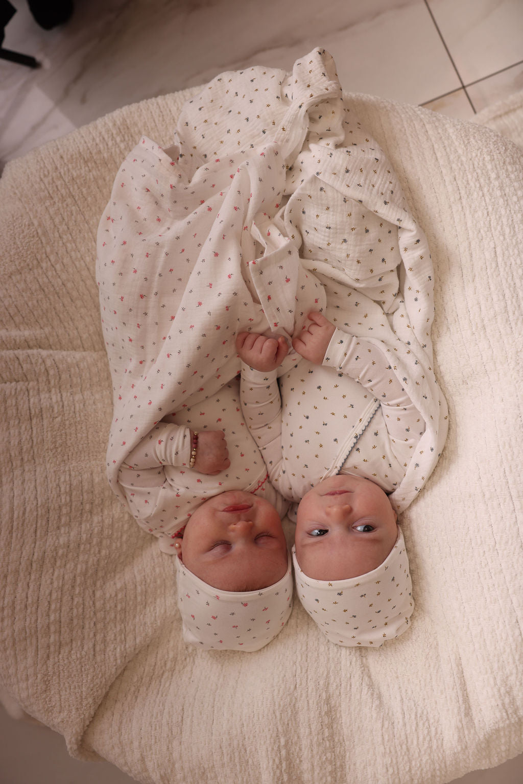 Floral Wrap Footie, Hat and Blanket