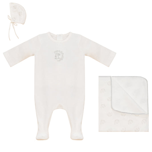 Bunny Footie, Bonnet and Blanket Set Boys